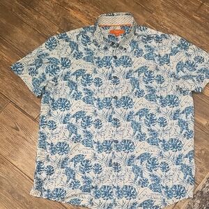 TALLIA Blue Botanical Print Casual Shirt